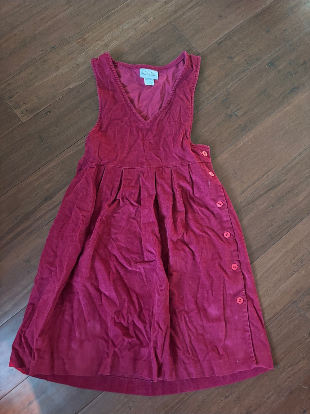 Girls Raspberry Corduroy Pleated Tank Dress by Tea Collection